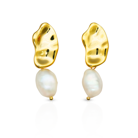 Plate and Pearl gold øreringe